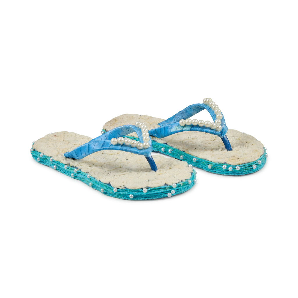 Azure Pearl Handcrafted Slippers