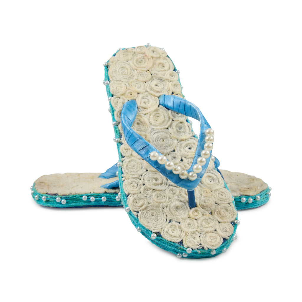 Azure Pearl Handcrafted Slippers