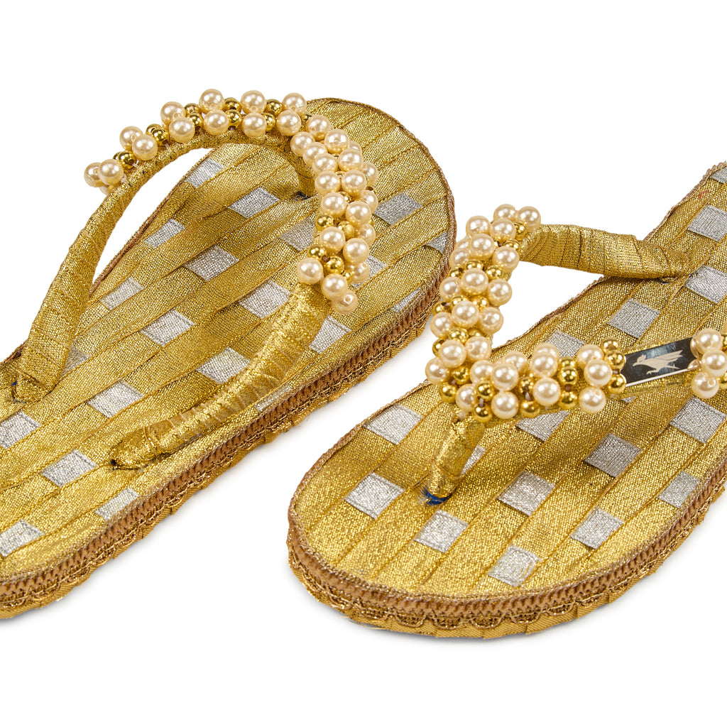 Aurora Gold Pearl Handcrafted Slippers