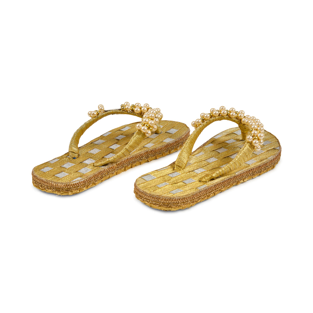 Aurora Gold Pearl Handcrafted Slippers