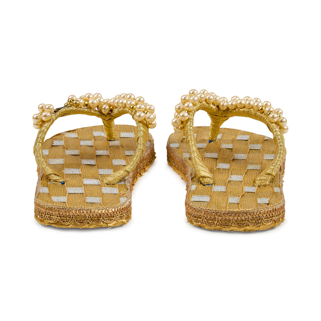 Aurora Gold Pearl Handcrafted Slippers