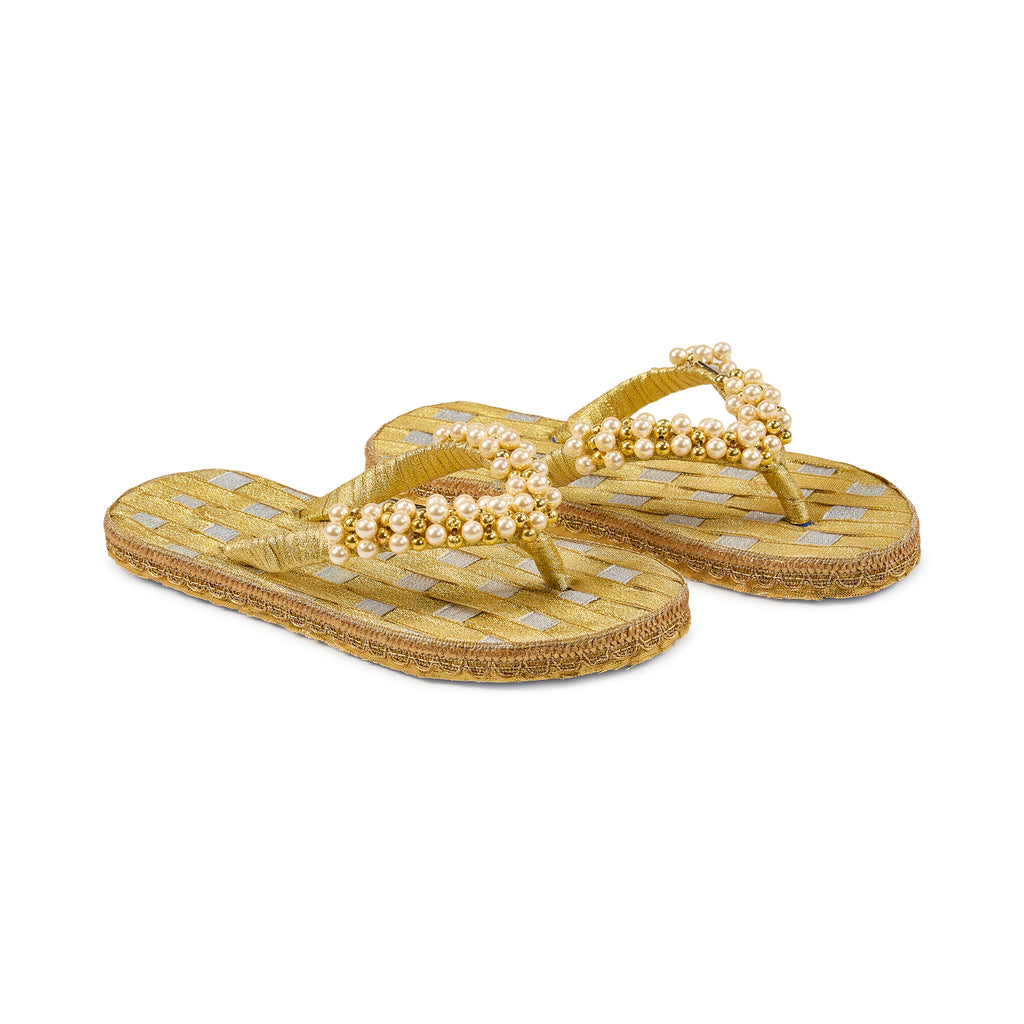 Aurora Gold Pearl Handcrafted Slippers