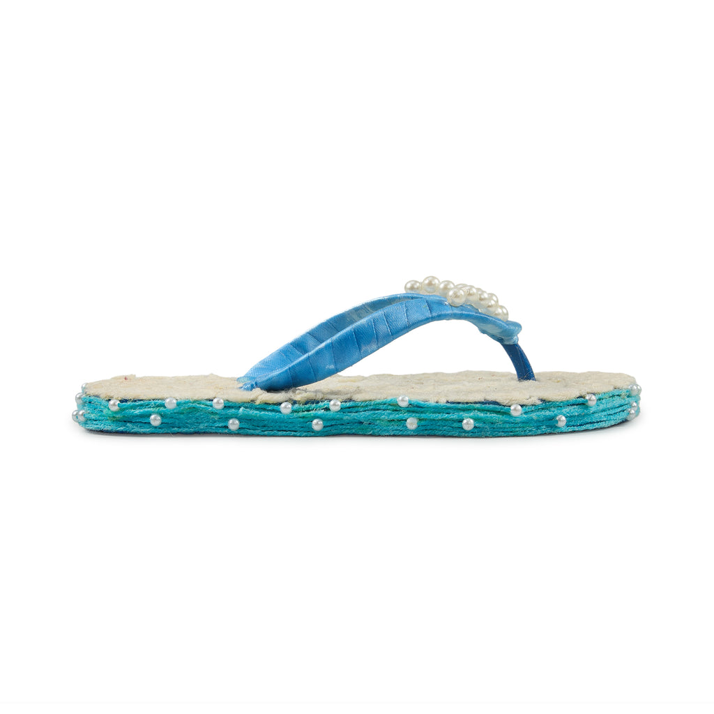 Azure Pearl Handcrafted Slippers