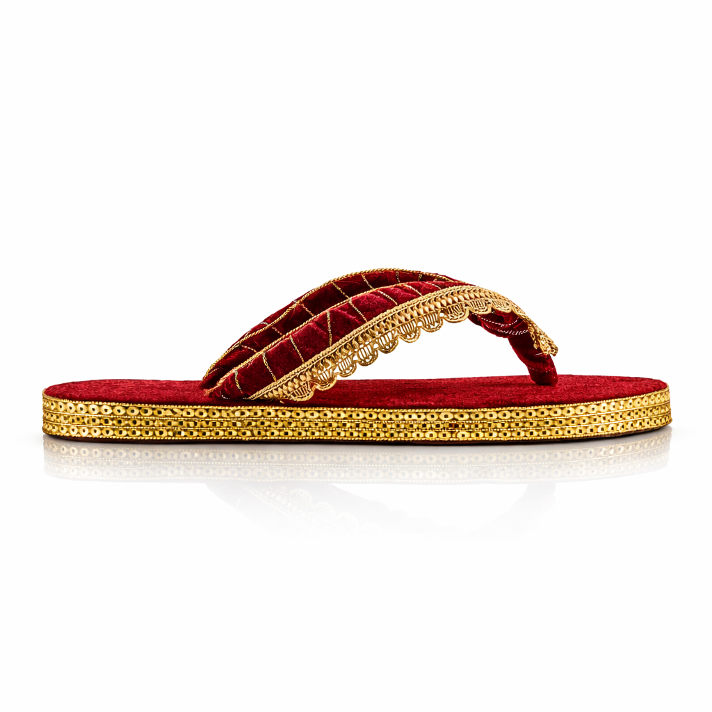 Royal Ruby Velvet Handcrafted Sandals