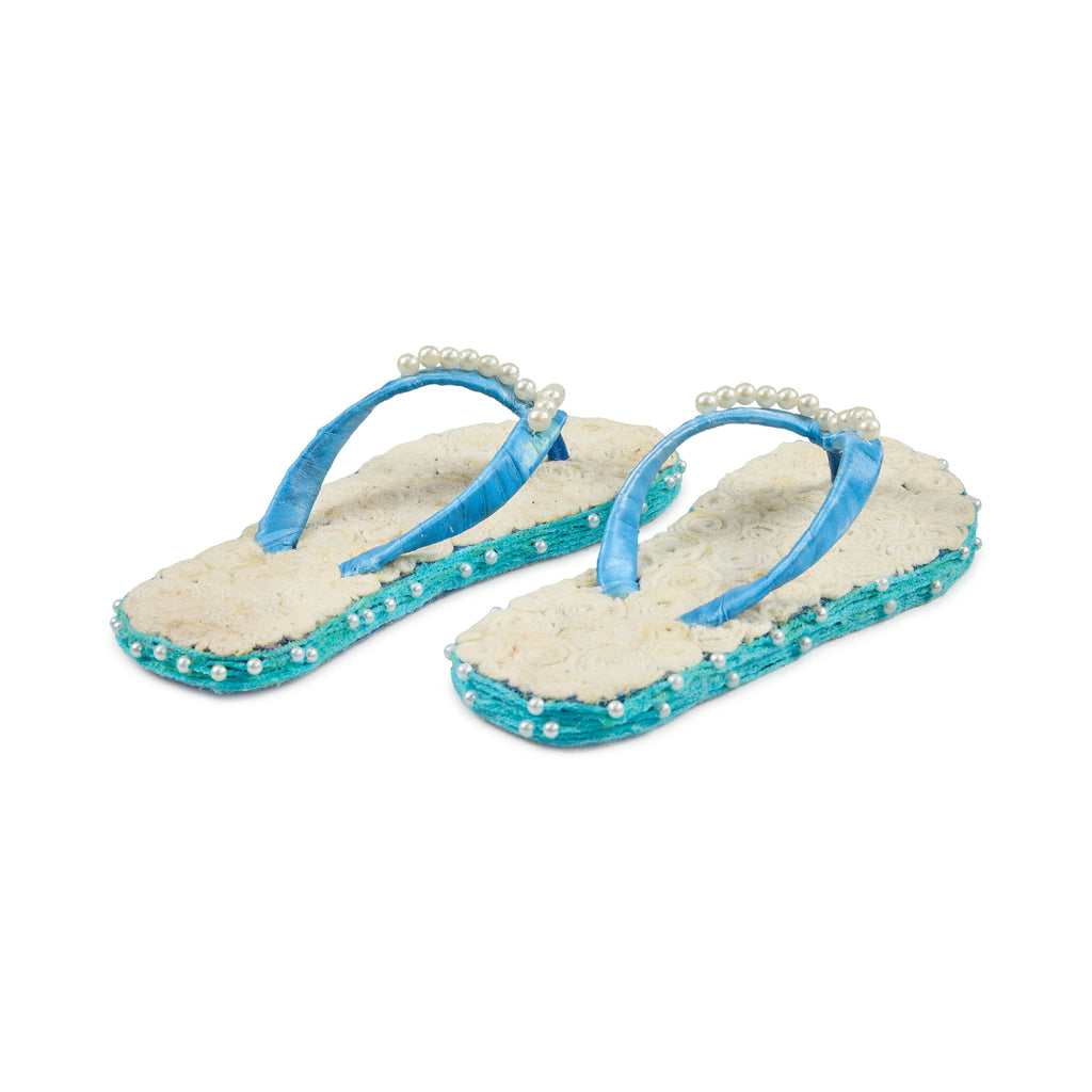Azure Pearl Handcrafted Slippers