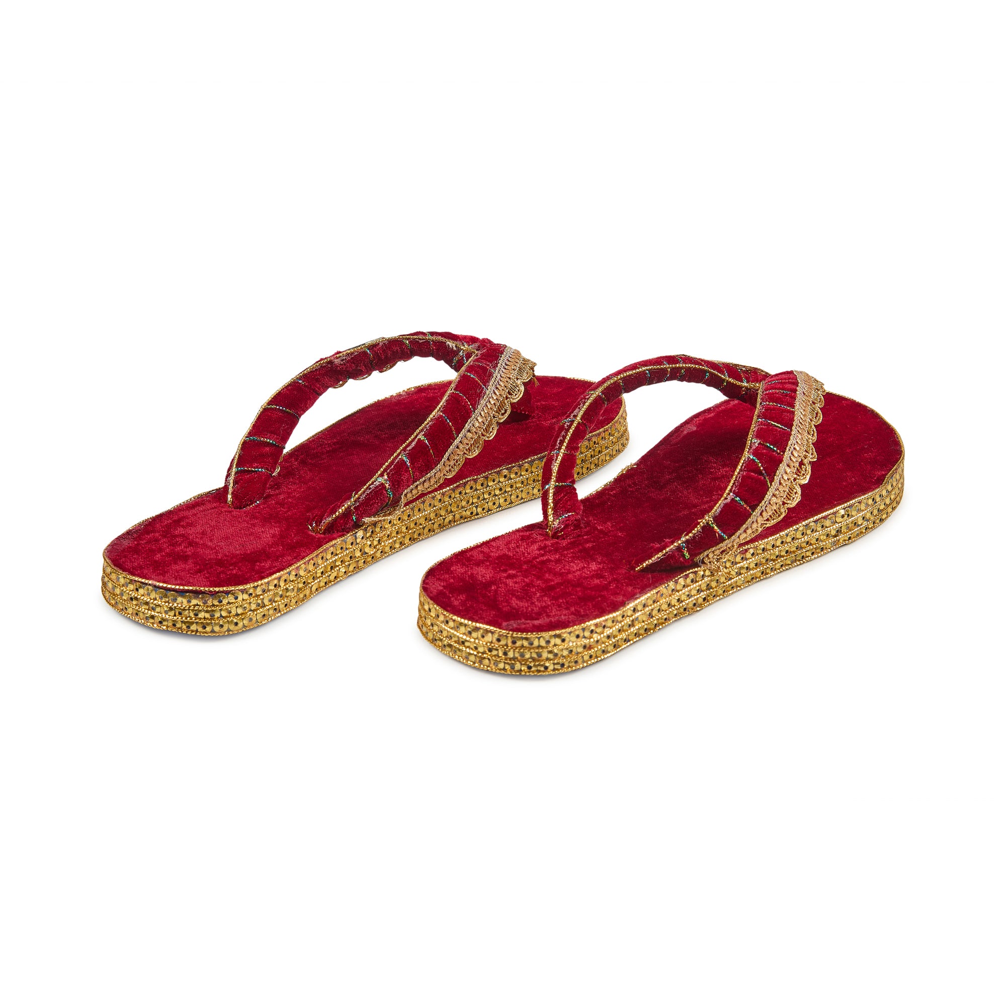 Royal Ruby Velvet Handcrafted Slippers