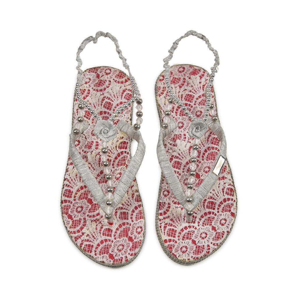 Scarlet Lace Pearl Handcrafted Slippers