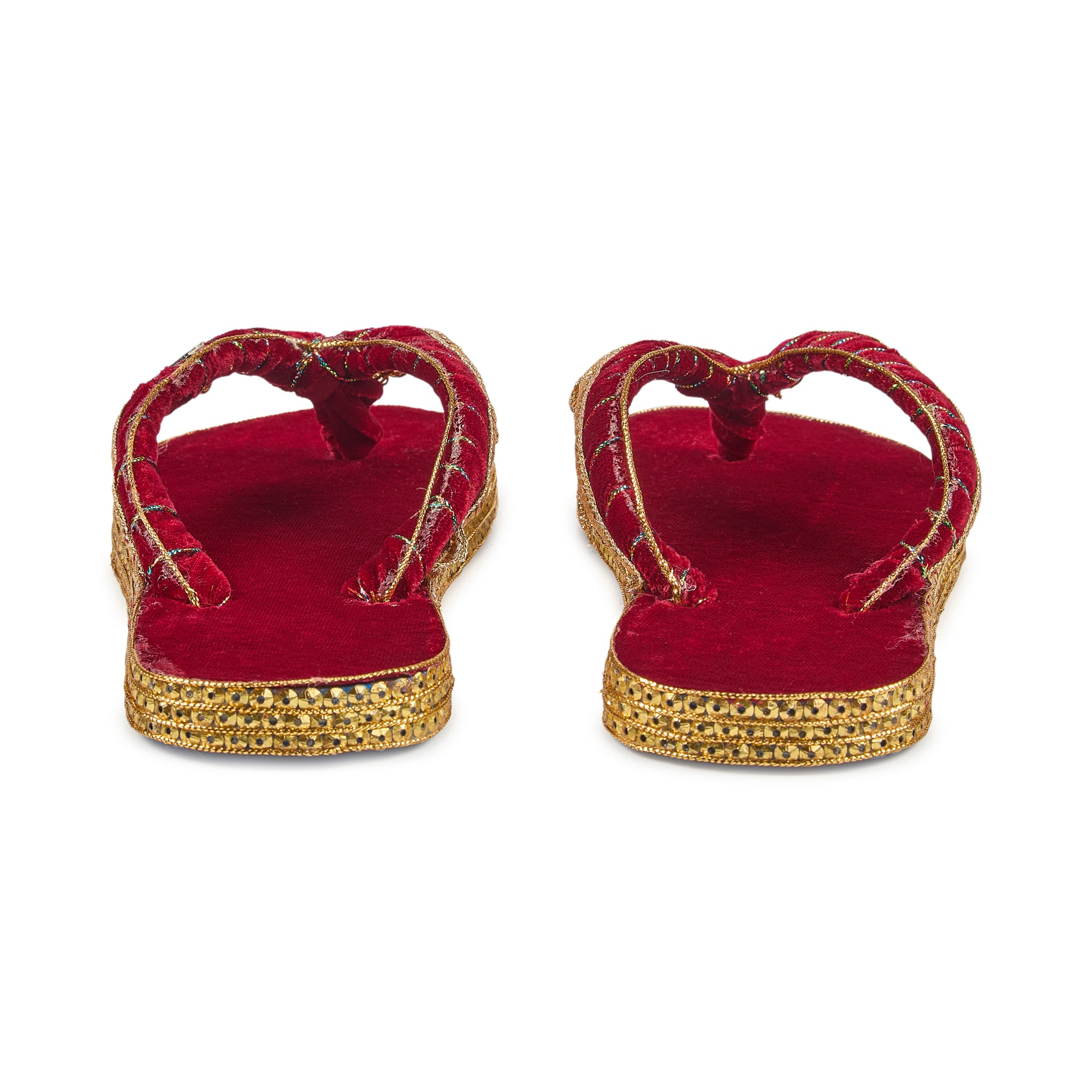 Royal Ruby Velvet Handcrafted Slippers