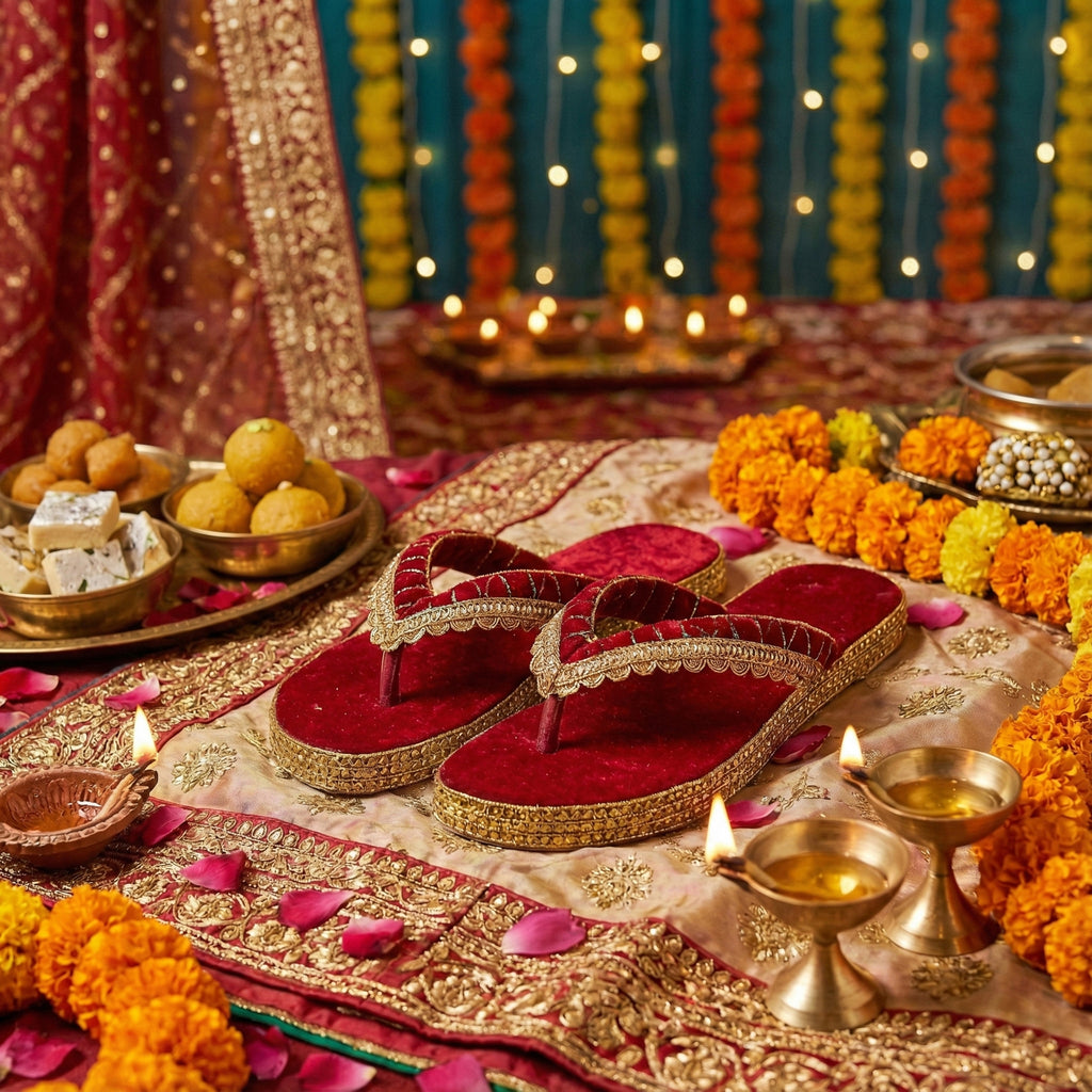 Royal Ruby Velvet Handcrafted Slippers