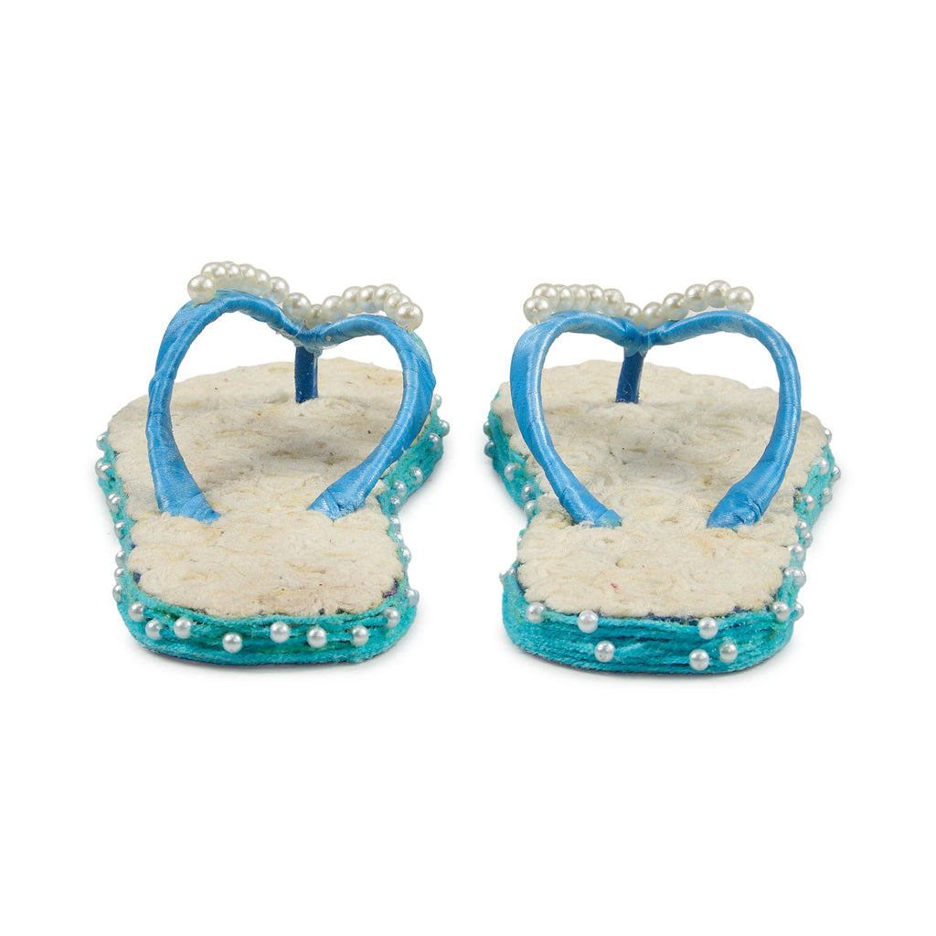 Azure Pearl Handcrafted Slippers