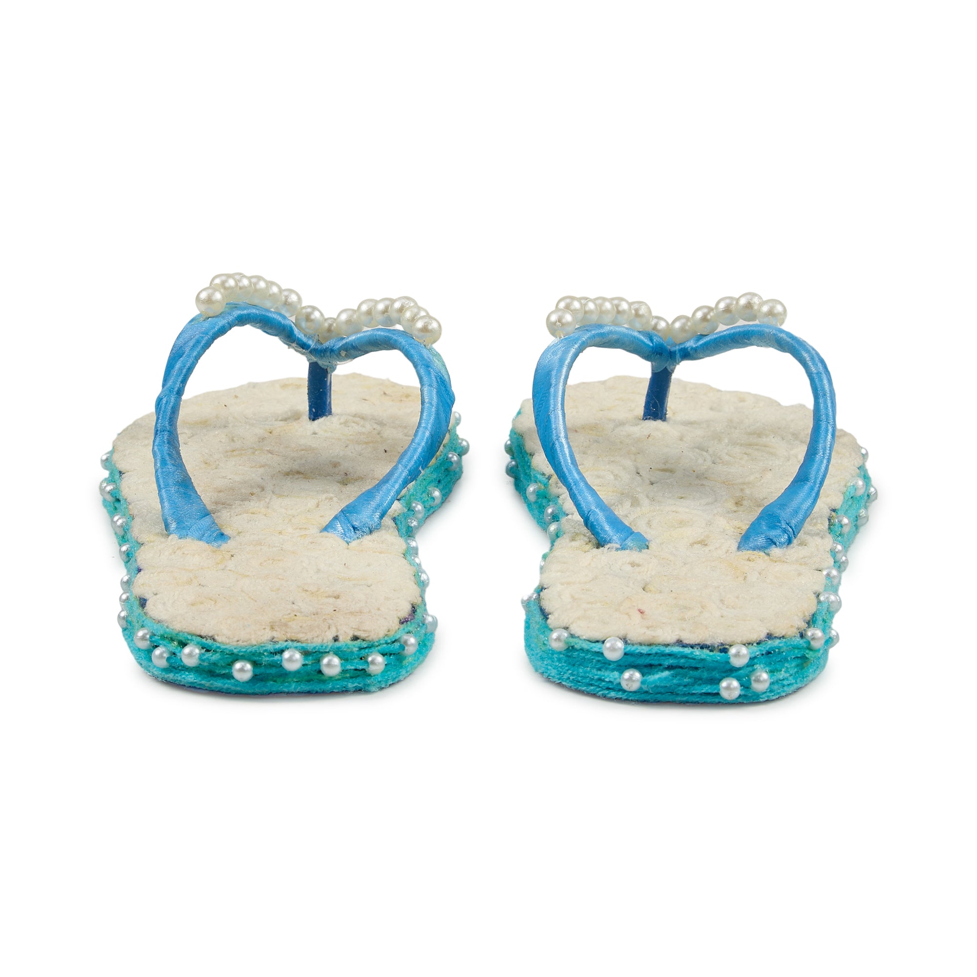 Azure Pearl Handcrafted Slippers