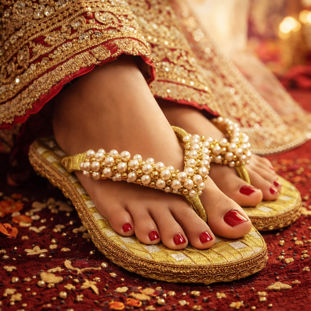 Aurora Gold Pearl Handcrafted Sandals